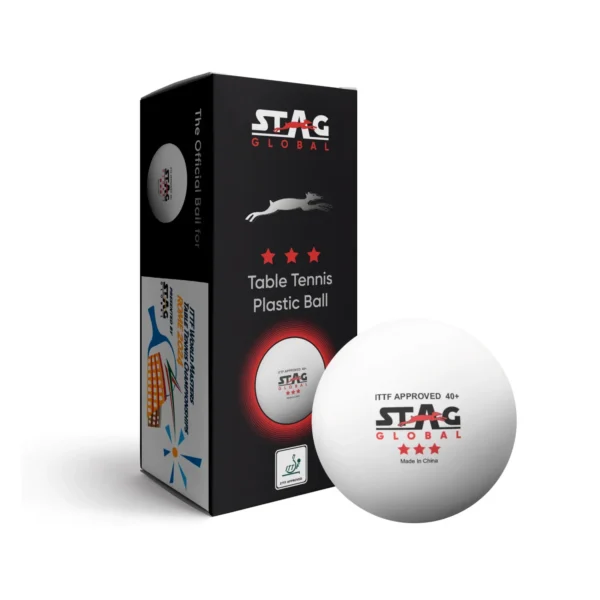 STAG GLOBAL 3 Star Table Tennis Balls (40+mm) - Pack of 3