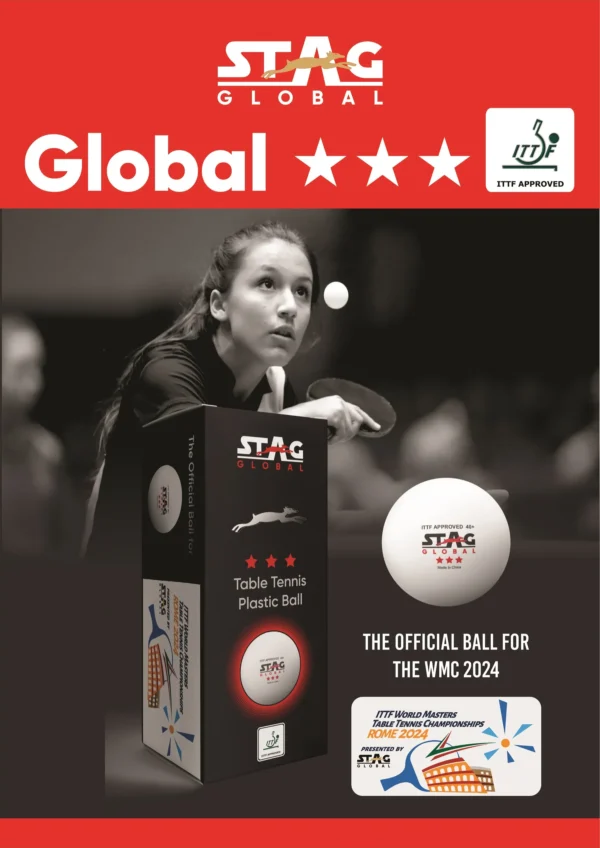 STAG GLOBAL 3 Star Table Tennis Balls (40+mm) - Pack of 3