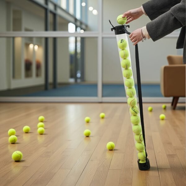 SPP Portable Tennis Ball Bag with Shoulder Strap Clear PC Material Holds 12/15/18 Balls Court & Home Use