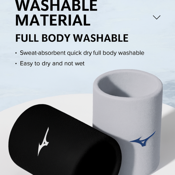 MIZUNO Wristband - C2CSB566 Sports Wristband for Badminton, Tennis, Basketball, Sweat-Absorbent Wipes