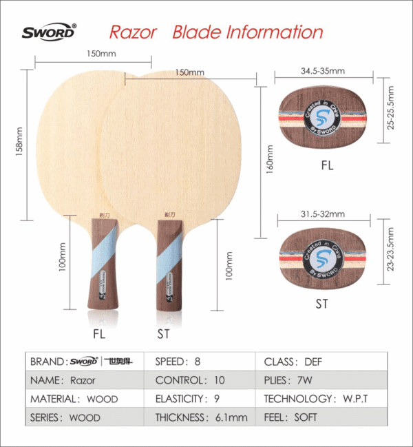 SWORD RAZOR Table Tennis Blade