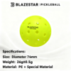 BLAZESTAR 3 Pcs Professiona Pickleball  Rotomolded Matte Yellow ,Tournament Outdoor 40-Hole