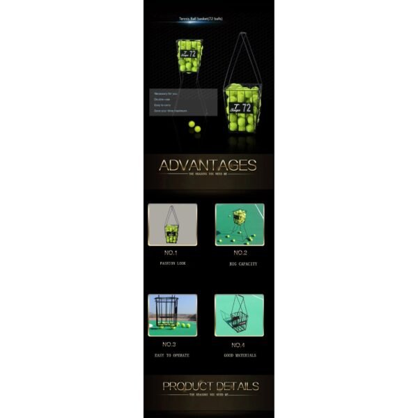 SIBOASI Tennis Ball Basket 72 balls S402