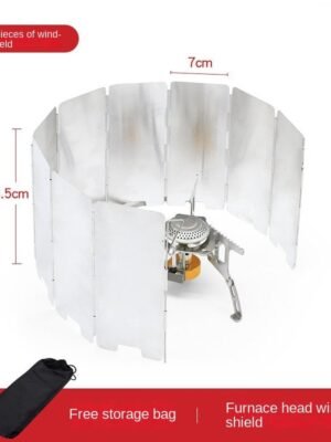 9 Plates Outdoor Foldable Cooker BBQ Gas Stove Windshield Windproof Screen Camp