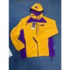 Butterfly Fleece Ping Pong Jacket ? Yellow & Purple Classic Hooded Windbreaker with Embroidered Logo 0615