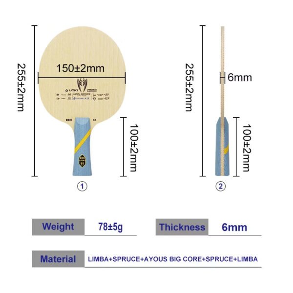 LOKI K5 5-Layer Solid Wood Table Tennis Blade