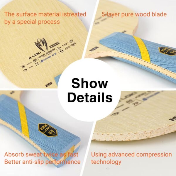 LOKI K5 5-Layer Solid Wood Table Tennis Blade