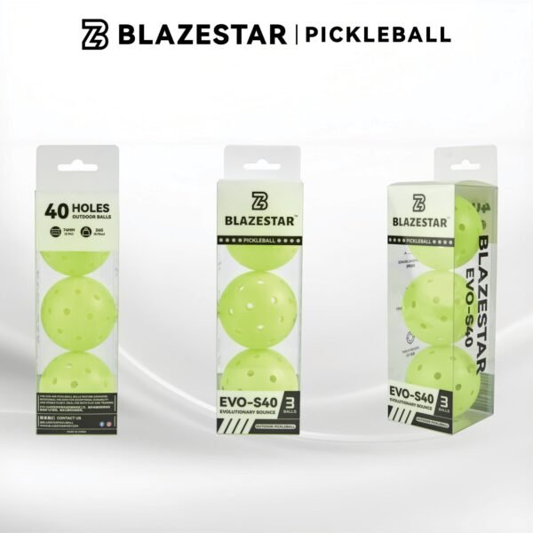 BLAZESTAR 3 Pcs Professiona Pickleball  Rotomolded Matte Yellow ,Tournament Outdoor 40-Hole