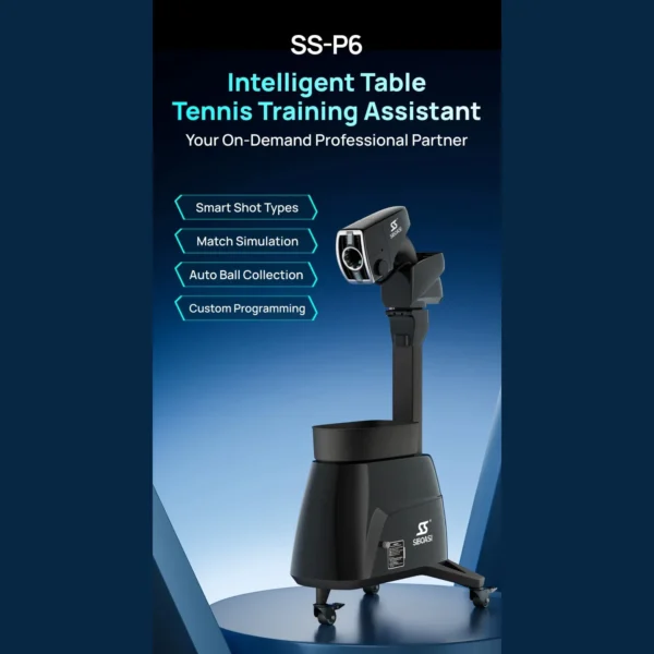 SIBOASI Table Tennis Machine – Adjustable Speed & Spin, Portable Training Equipment, Model P6