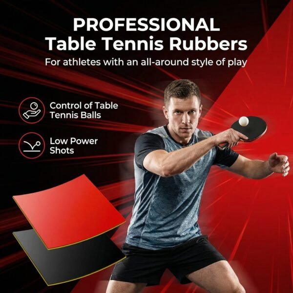 SPP Universal Table Tennis Rubber PingPong Bat Replacement Rubbers Black/Red Universally Suitable for Beginners