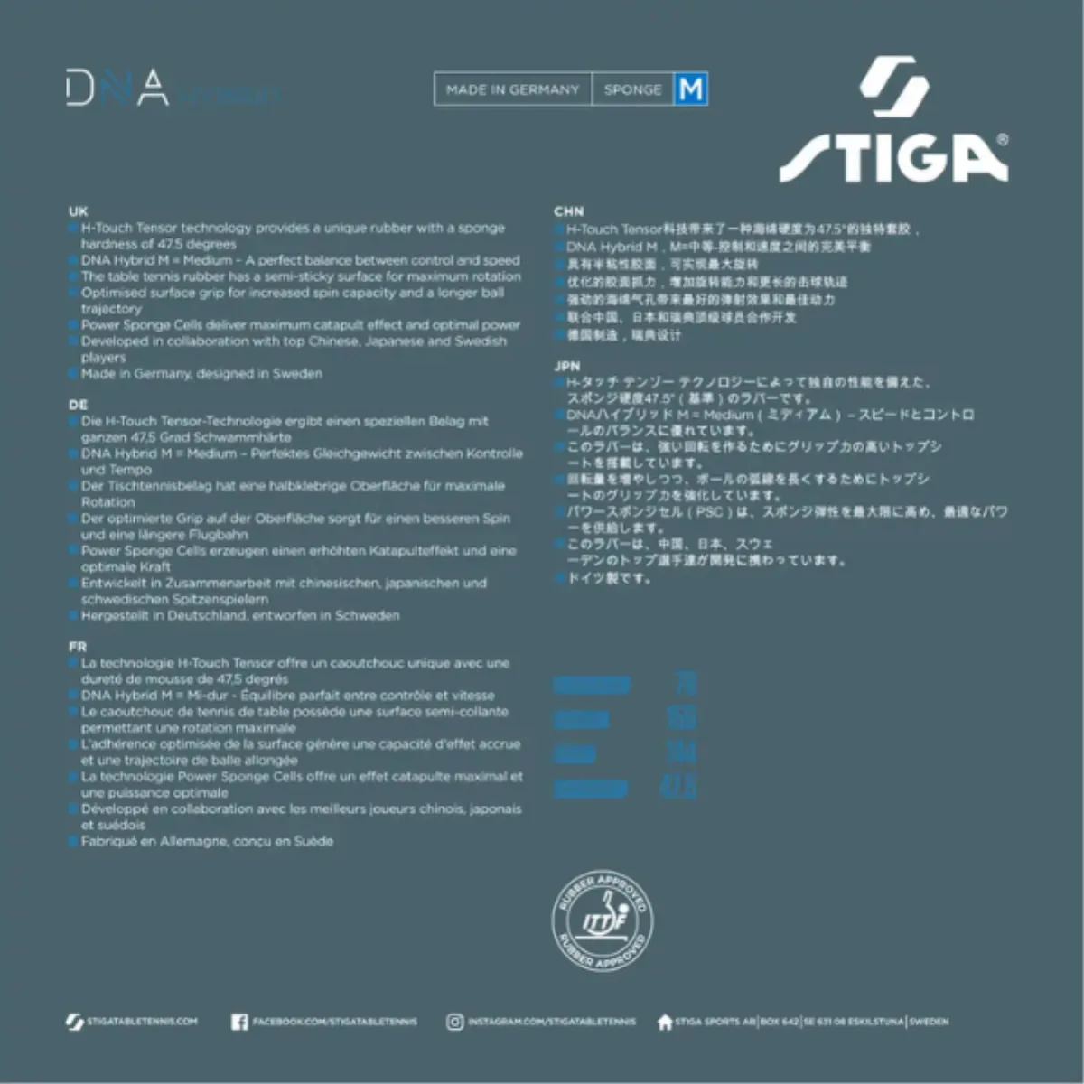 Stiga DNA Hybrid M Table Tennis Rubber