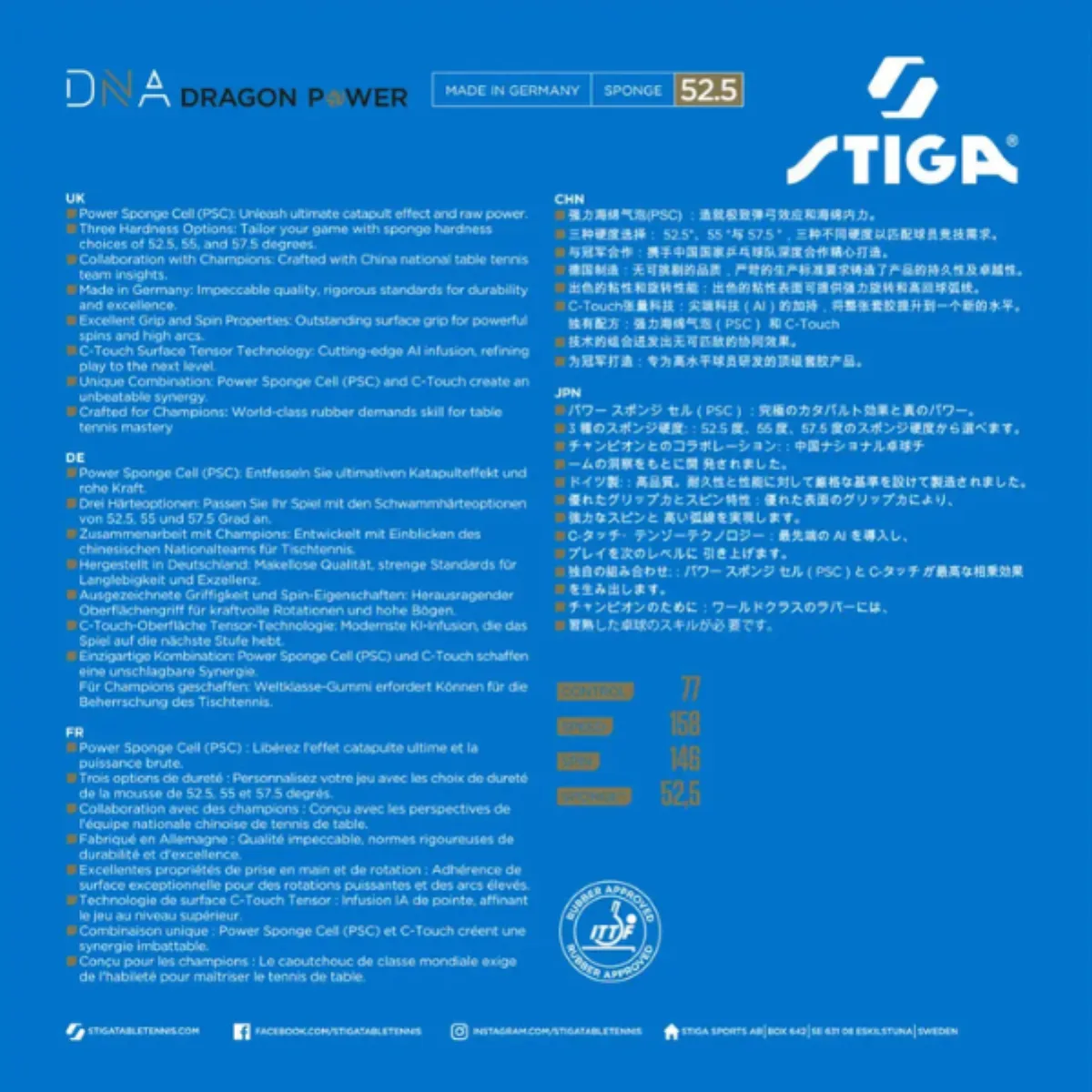 Stiga DNA Dragon Power 52.5 Table Tennis Rubber