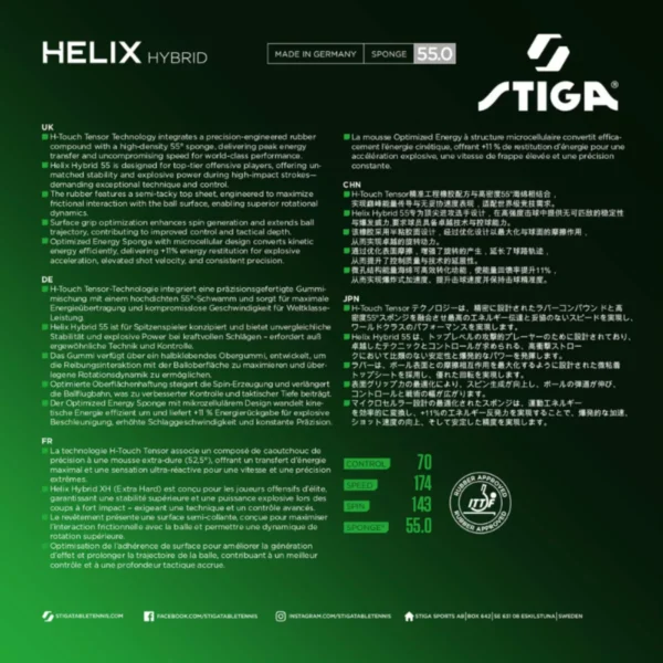 Stiga Helix Hybrid 55 Table Tennis Rubber