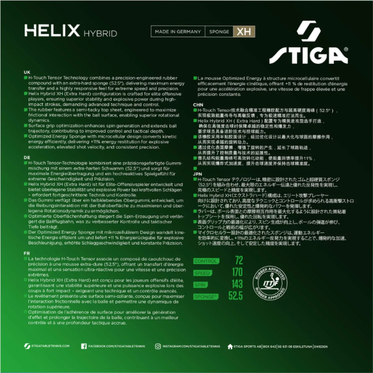 Stiga Helix Hybrid XH Table Tennis Rubber